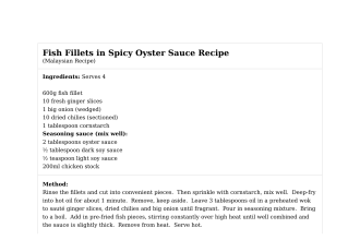 Fish Fillets in Spicy Oyster Sauce Recipe