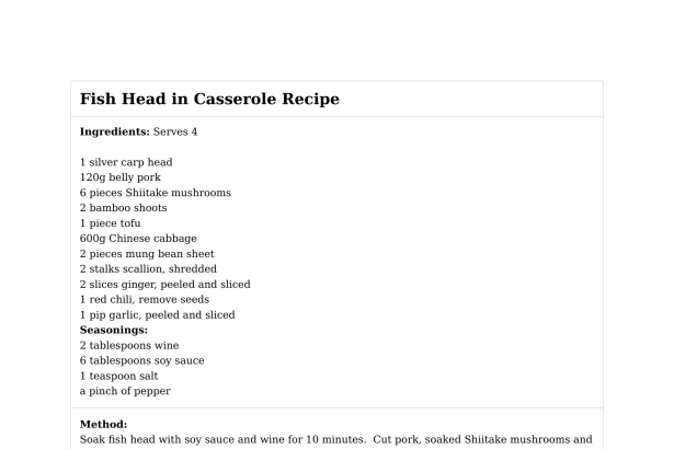 Fish Head in Casserole Recipe