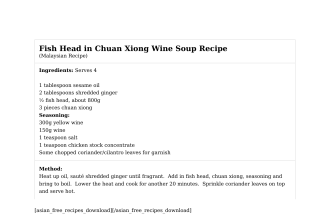 Fish Head in Chuan Xiong Wine Soup Recipe