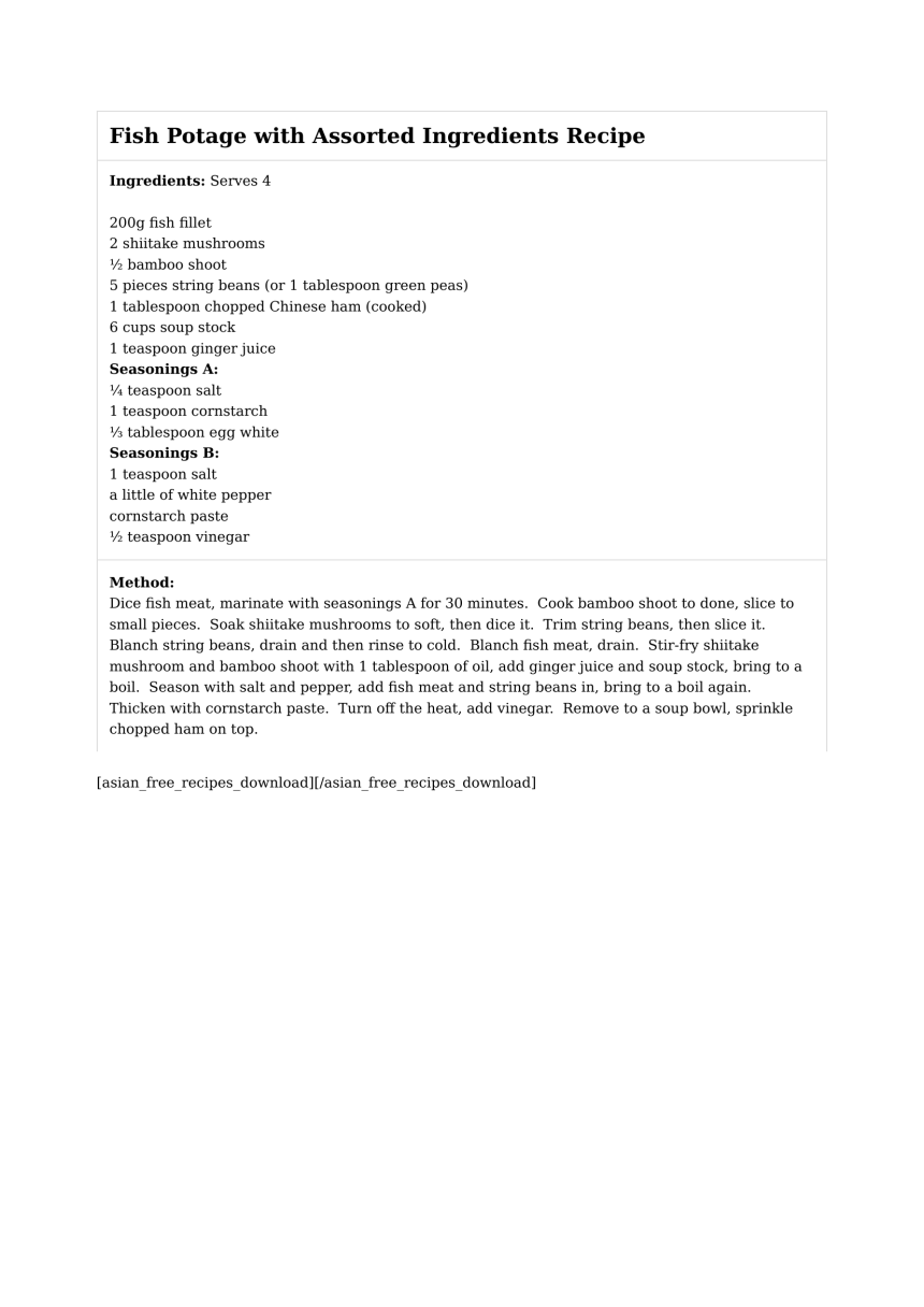 Fish Potage with Assorted Ingredients Recipe