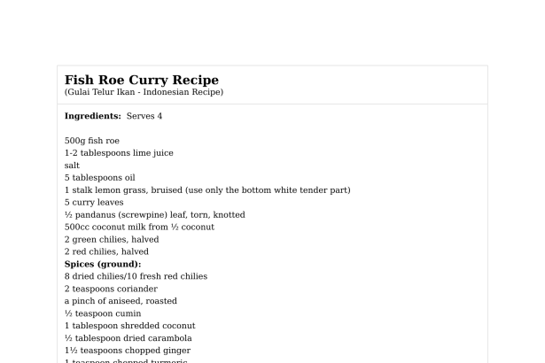 Fish Roe Curry Recipe