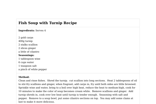 Fish Soup with Turnip Recipe
