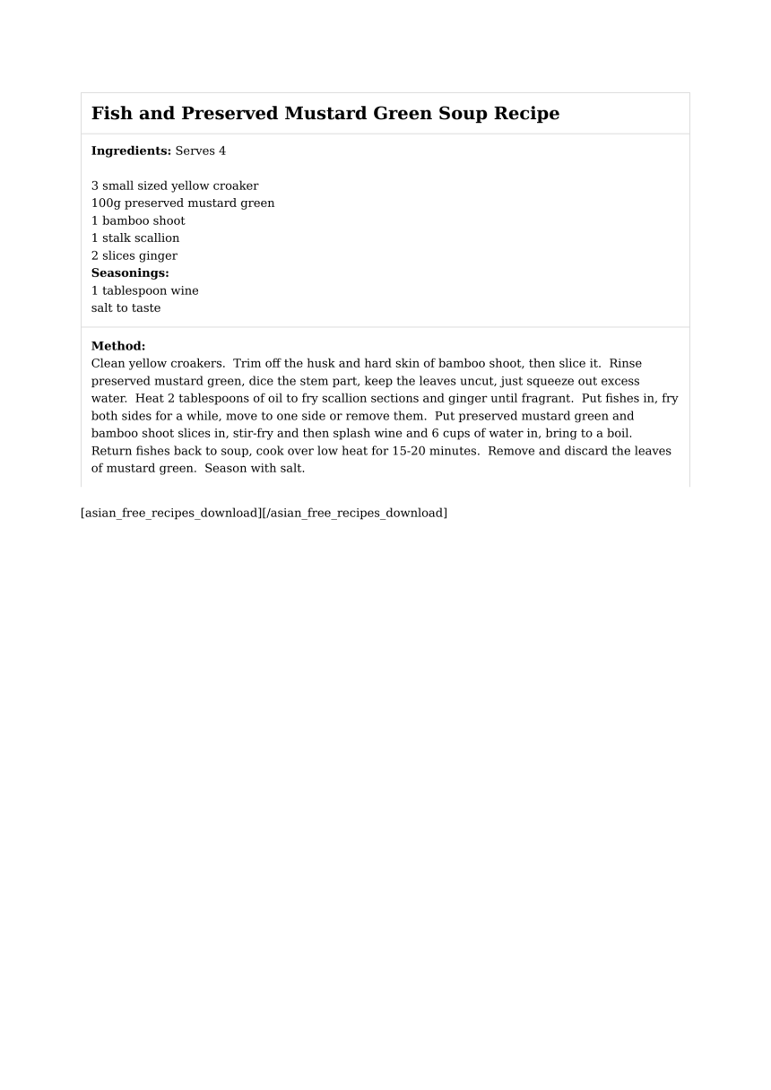 Fish and Preserved Mustard Green Soup Recipe