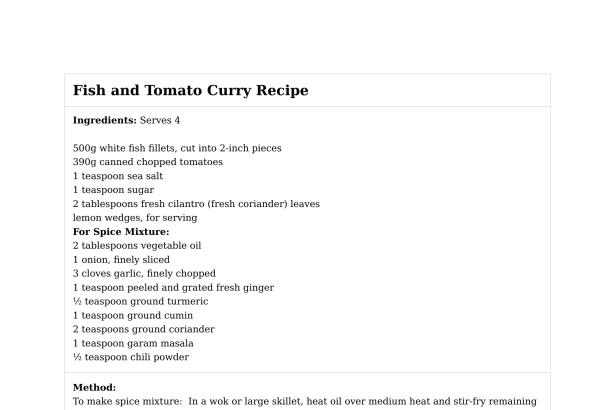 Fish and Tomato Curry Recipe