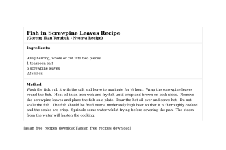 Fish in Screwpine Leaves Recipe