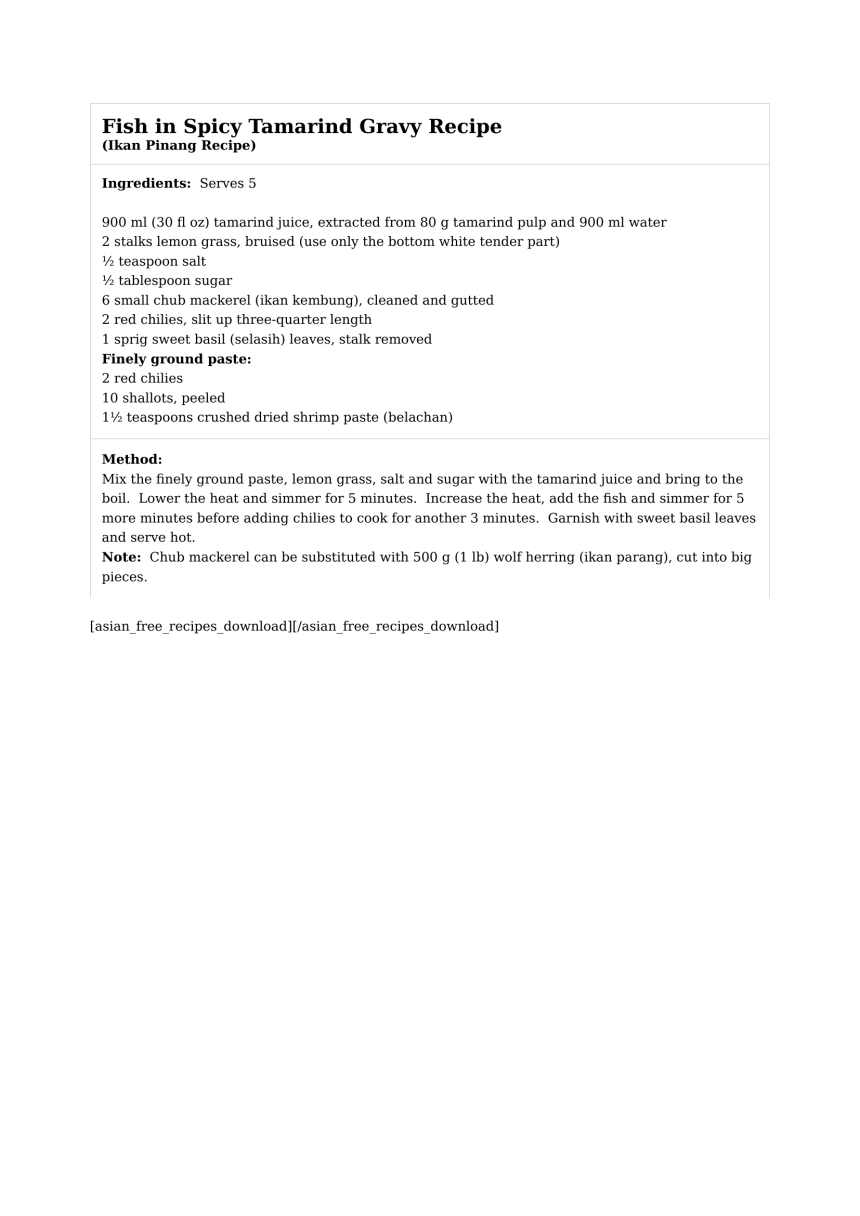 Fish in Spicy Tamarind Gravy Recipe