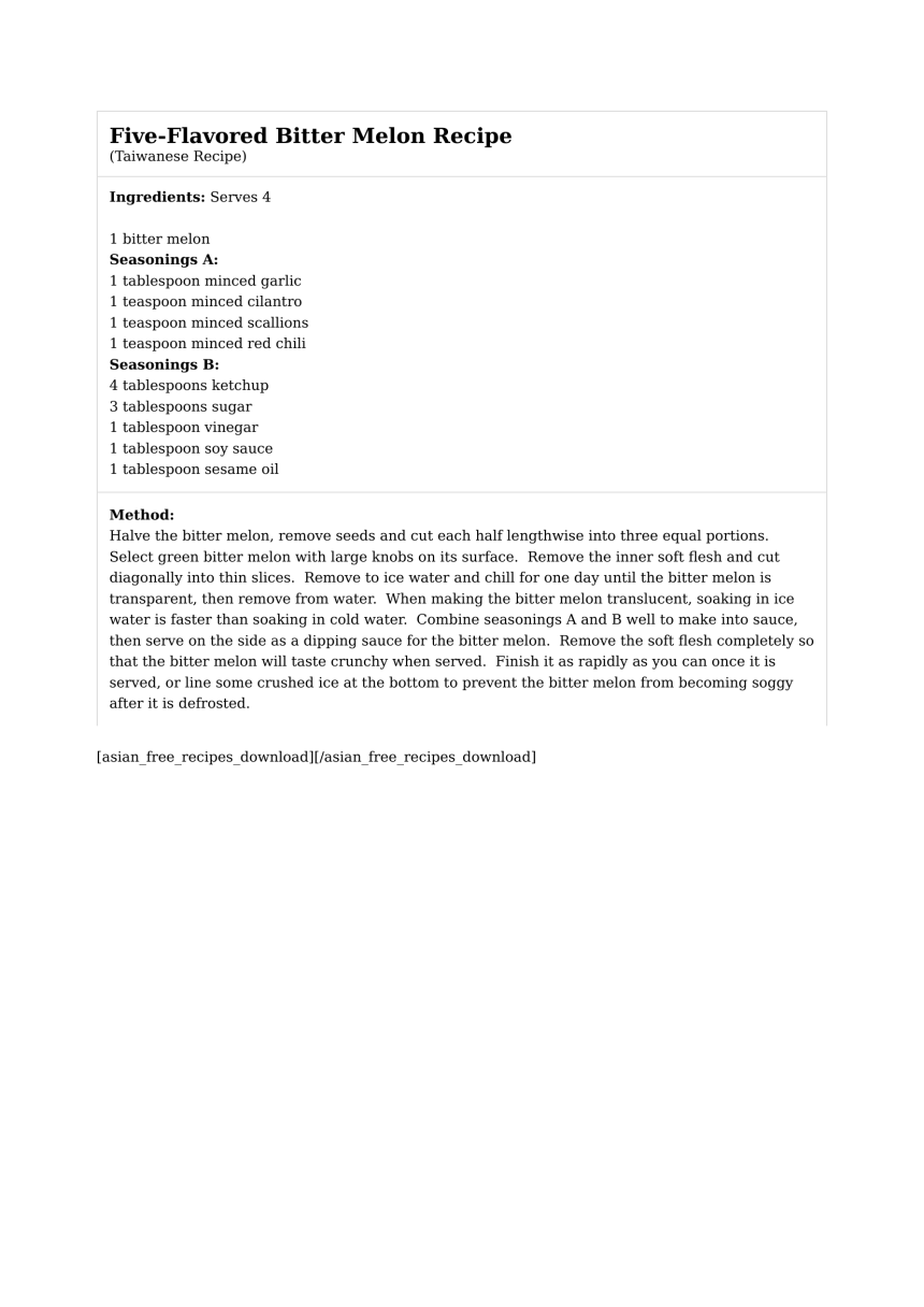 Five-Flavored Bitter Melon Recipe