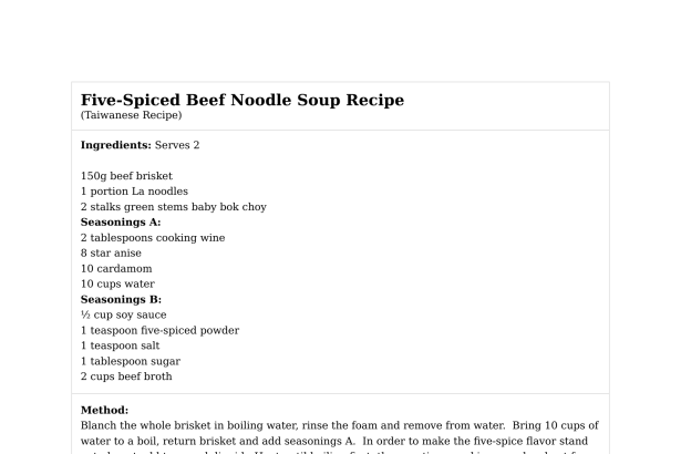Five-Spiced Beef Noodle Soup Recipe
