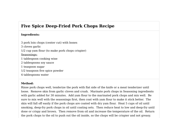 Five Spice Deep-Fried Pork Chops Recipe