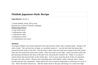 Flatfish Japanese-Style Recipe