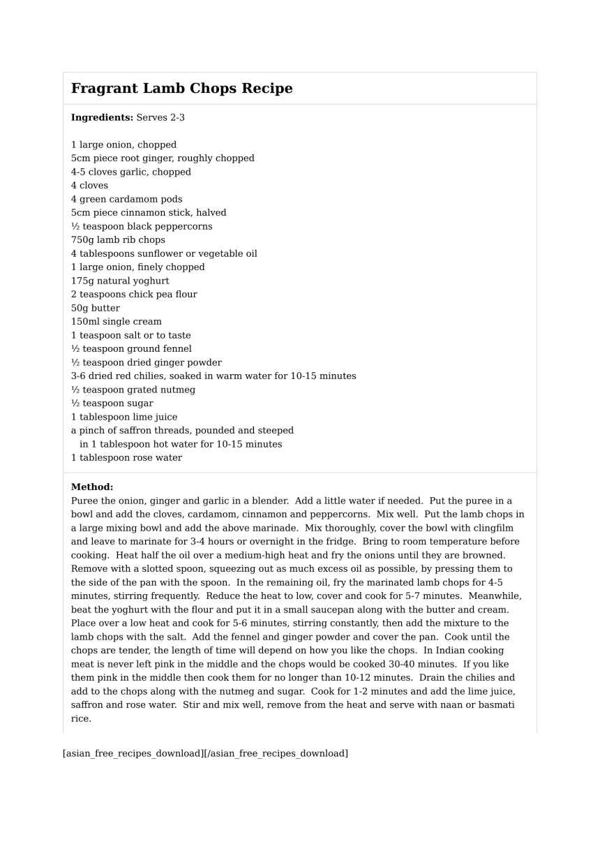 Fragrant Lamb Chops Recipe