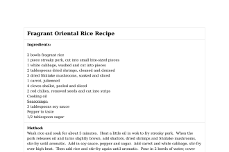 Fragrant Oriental Rice Recipe