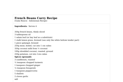French Beans Curry Recipe