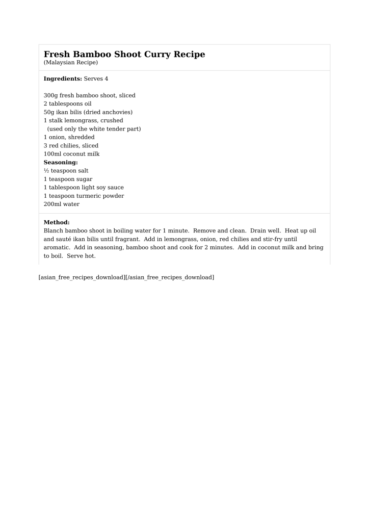 Fresh Bamboo Shoot Curry Recipe