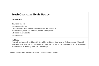 Fresh Capsicum Pickle Recipe