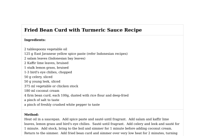 Fried Bean Curd with Turmeric Sauce Recipe