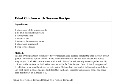Fried Chicken with Sesame Recipe