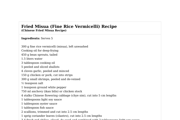Fried Misua (Fine Rice Vermicelli) Recipe
