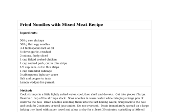 Fried Noodles with Mixed Meat Recipe