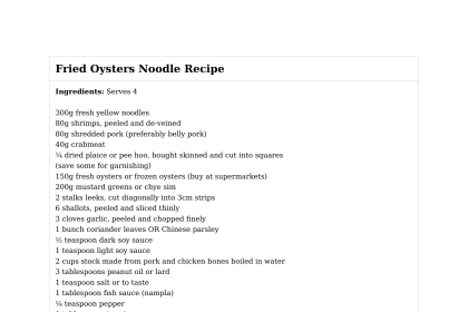 Fried Oysters Noodle Recipe
