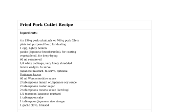 Fried Pork Cutlet Recipe