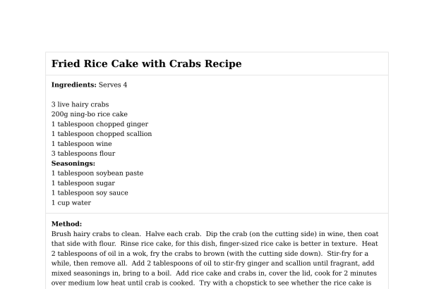 Fried Rice Cake with Crabs Recipe