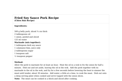 Fried Soy Sauce Pork Recipe
