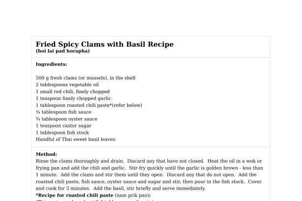Fried Spicy Clams with Basil Recipe