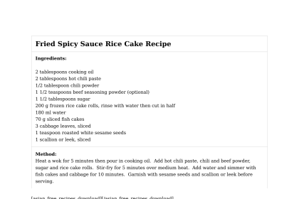 Fried Spicy Sauce Rice Cake Recipe