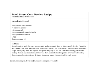 Fried Sweet Corn Patties Recipe