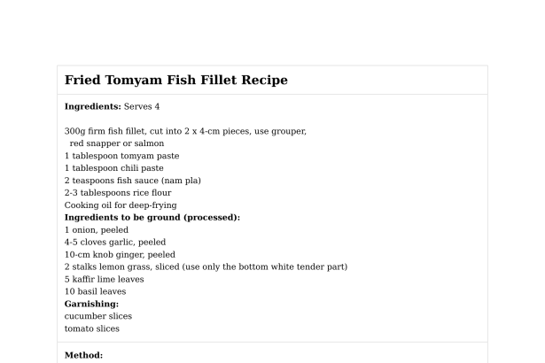 Fried Tomyam Fish Fillet Recipe