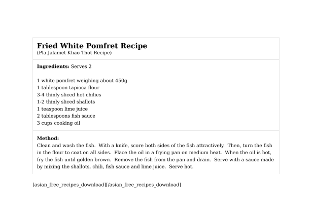 Fried White Pomfret Recipe