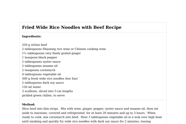 Fried Wide Rice Noodles with Beef Recipe