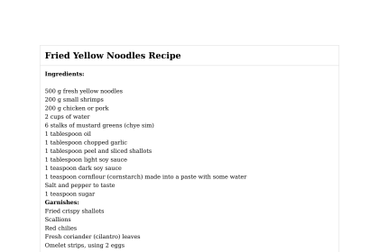 Fried Yellow Noodles Recipe