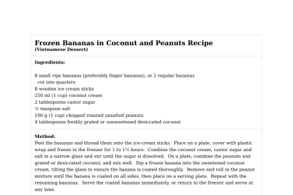 Frozen Bananas in Coconut and Peanuts Recipe