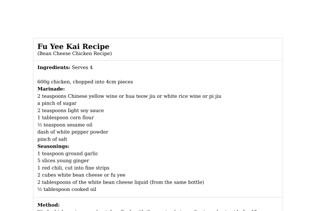 Fu Yee Kai Recipe