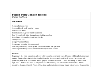 Fujian Pork Congee Recipe