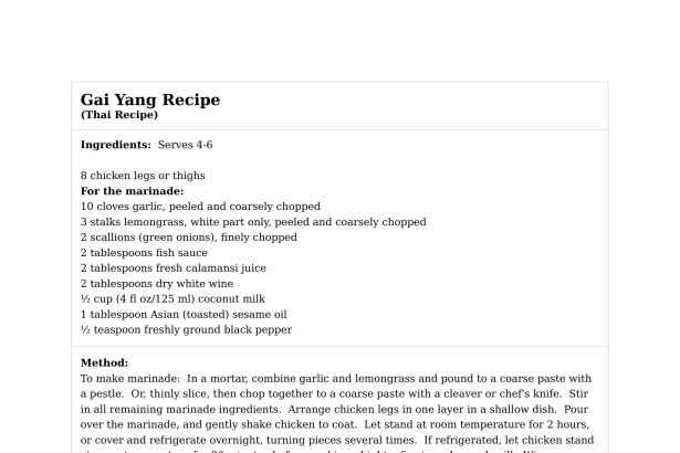Gai Yang Recipe