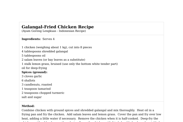 Galangal-Fried Chicken Recipe