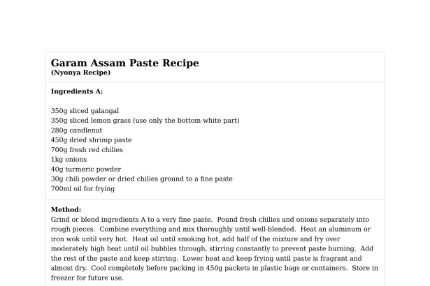 Garam Assam Paste Recipe
