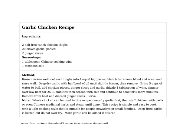 Garlic Chicken Recipe