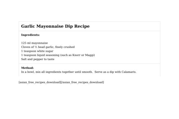 Garlic Mayonnaise Dip Recipe