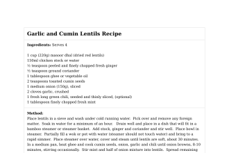 Garlic and Cumin Lentils Recipe
