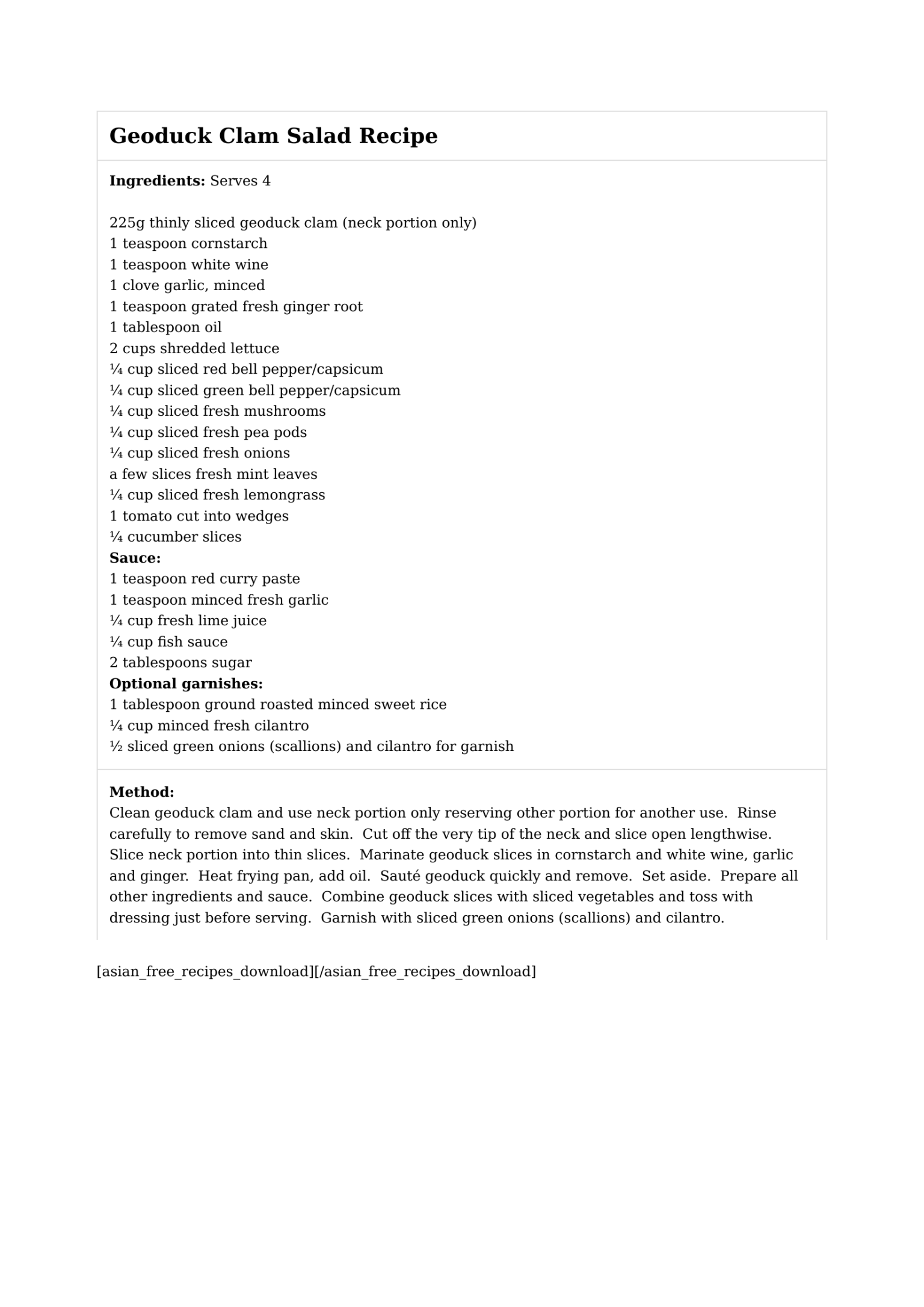 Geoduck Clam Salad Recipe