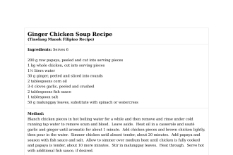 Ginger Chicken Soup Recipe