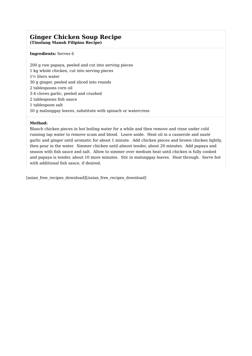 Ginger Chicken Soup Recipe
