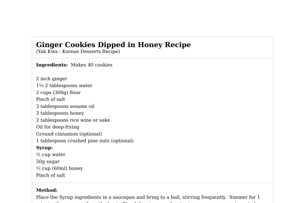 Ginger Cookies Dipped in Honey Recipe