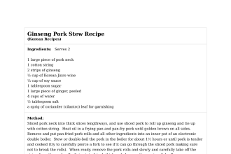 Ginseng Pork Stew Recipe