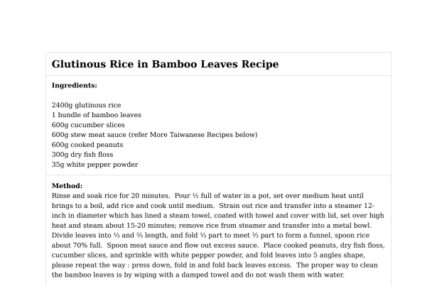 Glutinous Rice in Bamboo Leaves Recipe