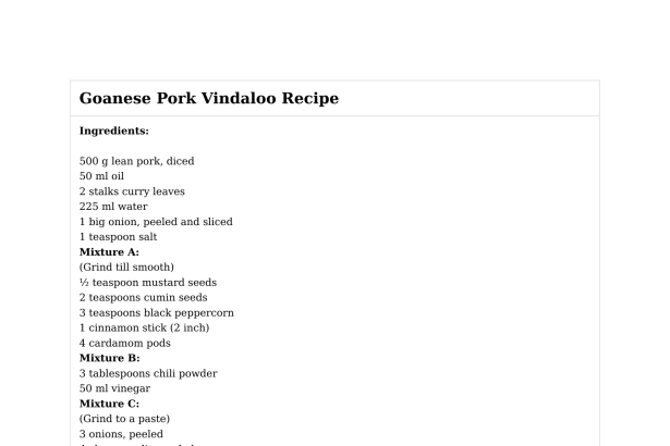 Goanese Pork Vindaloo Recipe